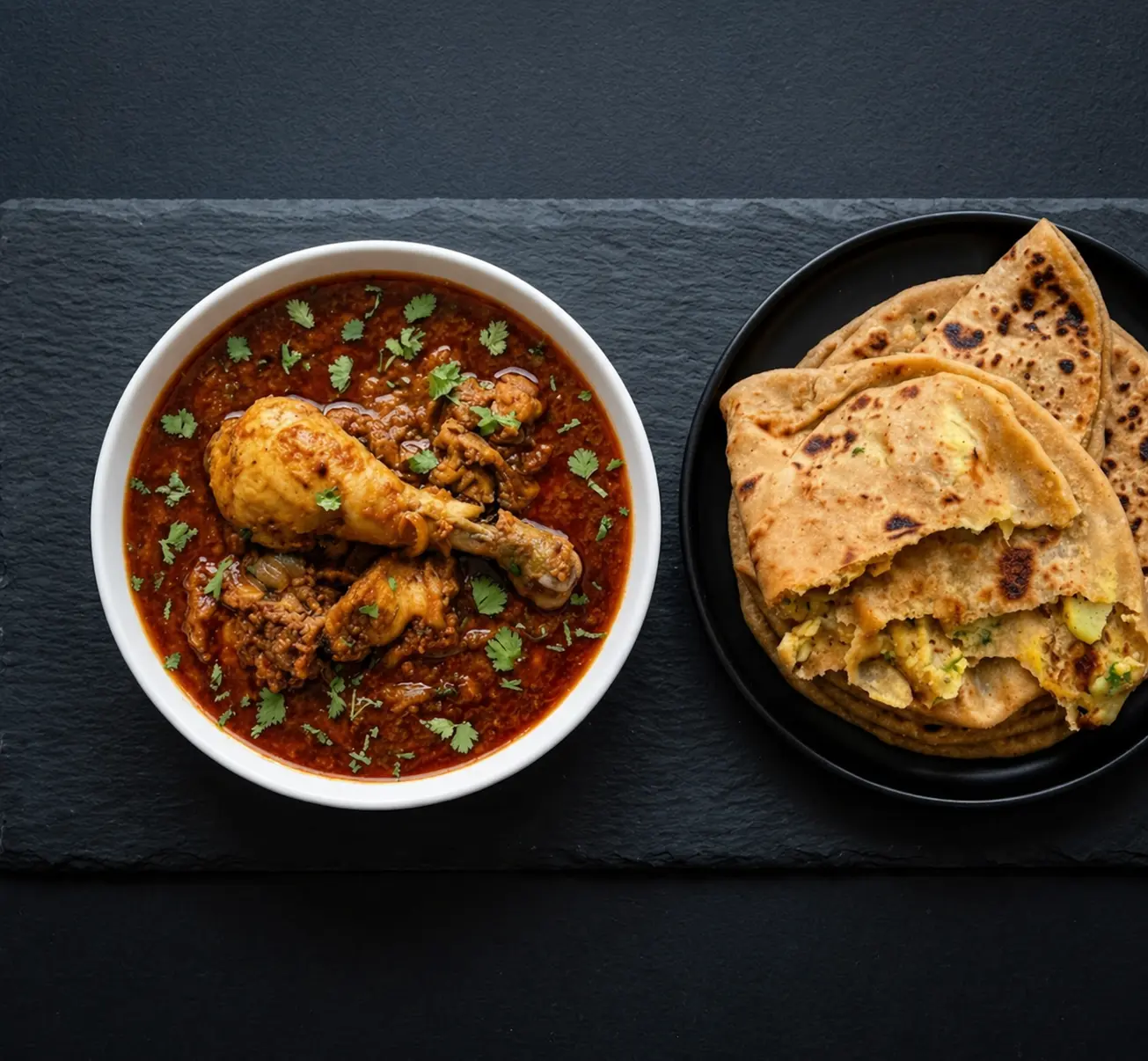 Punjabi karahi and naan at Chenab Pakistani Restaurant south Edmonton